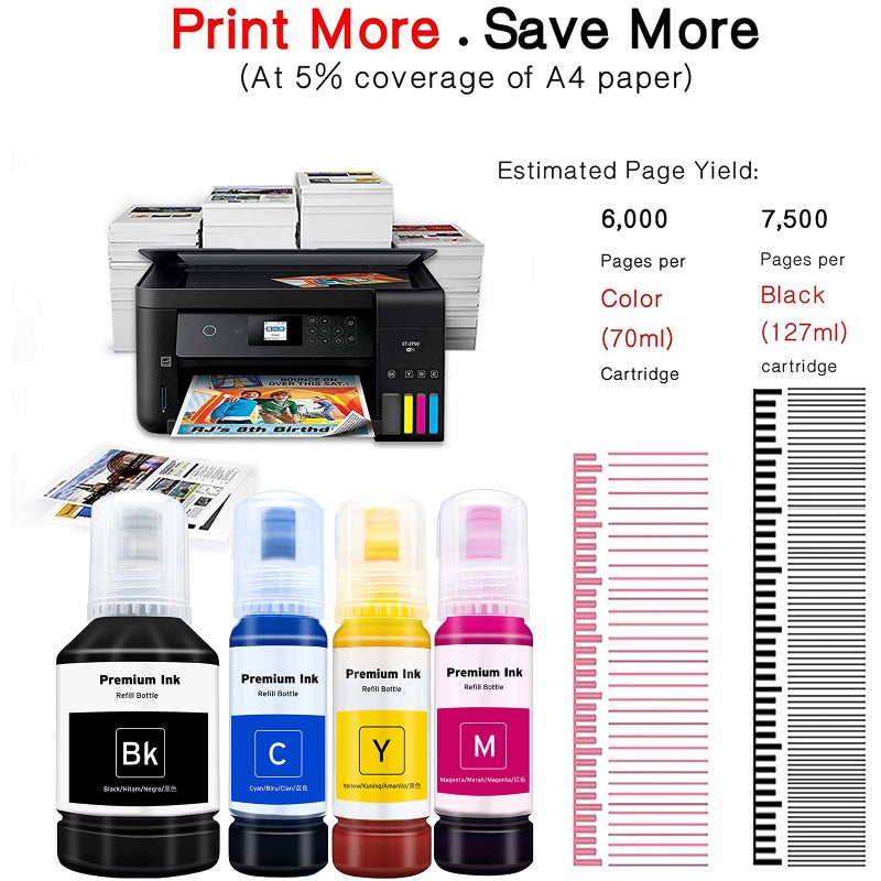 Printers Jack Ink Refill Compatible for 502 T502, Bottles Replacement for EcoTank ET-2750 ET-3750 ET-4750 ET-2760 ET-3760 ET-4760 ET-2700 ET-3700 ET-3710 ET-15000 ST-2000 ST-3000 ST-4000 Printer - Image 3